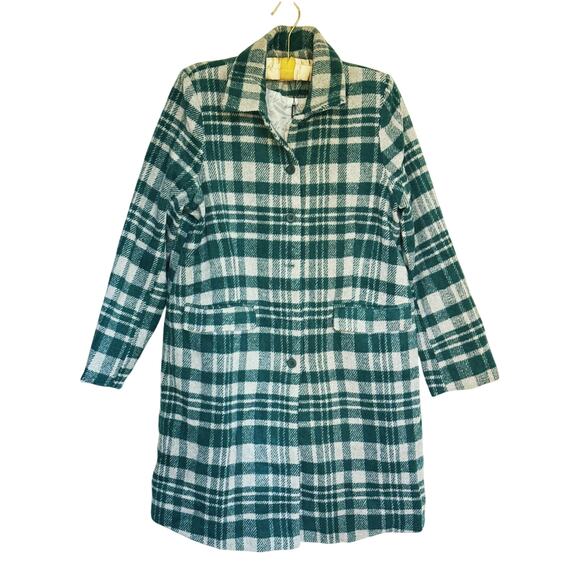 NWT Green Plaid 3-Piece Set Top Skirt Long Coat Small Holiday Academia Winter - Picture 4 of 16